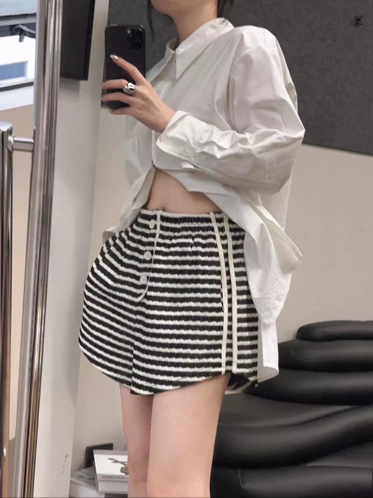 【Bottoms】ボーダー柄人気ショートパンツ W10864