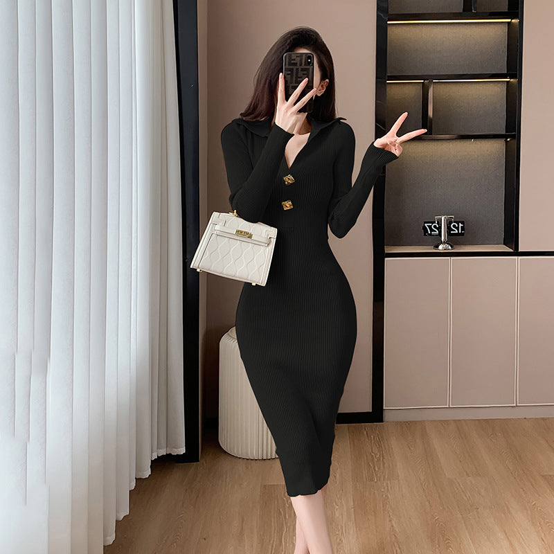 【Dress】POLOネックワンピース W10177