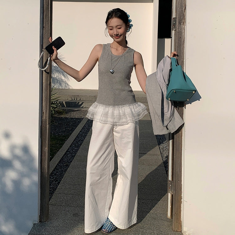 【Tops】レース切り替えタンクトップ T01333