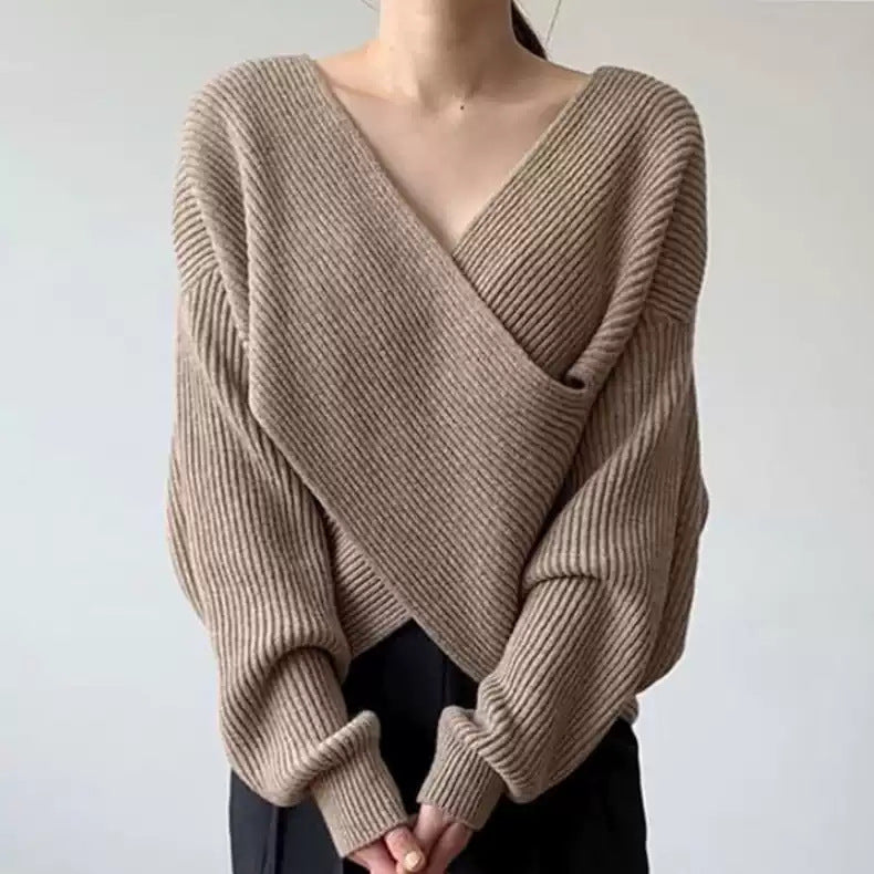 【Tops】3色展開クロスニット Z7472