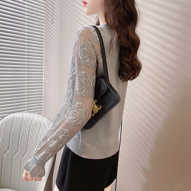 【Tops】レース切替ニットセーター Z7678