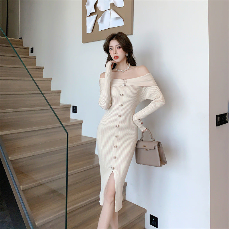 【Dress】ワンショルニットワンピース Z7671