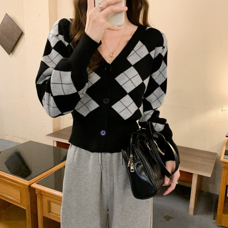 【Tops】アーガイル柄ニット W14457