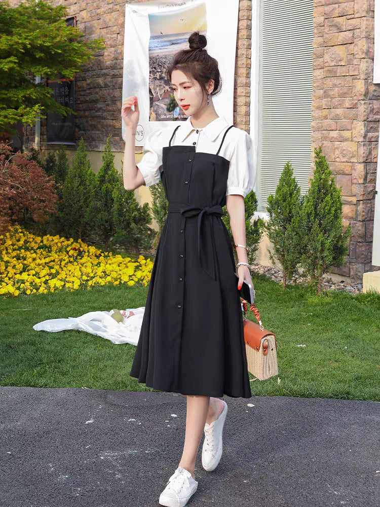 【Dress】フェイクレイヤードワンピース W11129