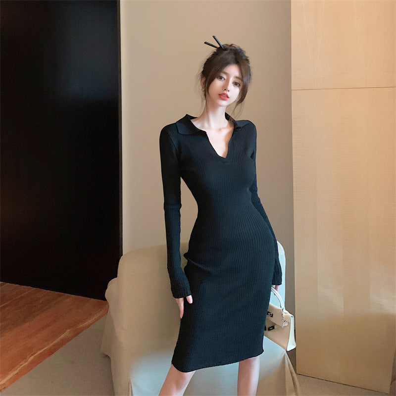 【Dress】ポロネックニットワンピース Z8140