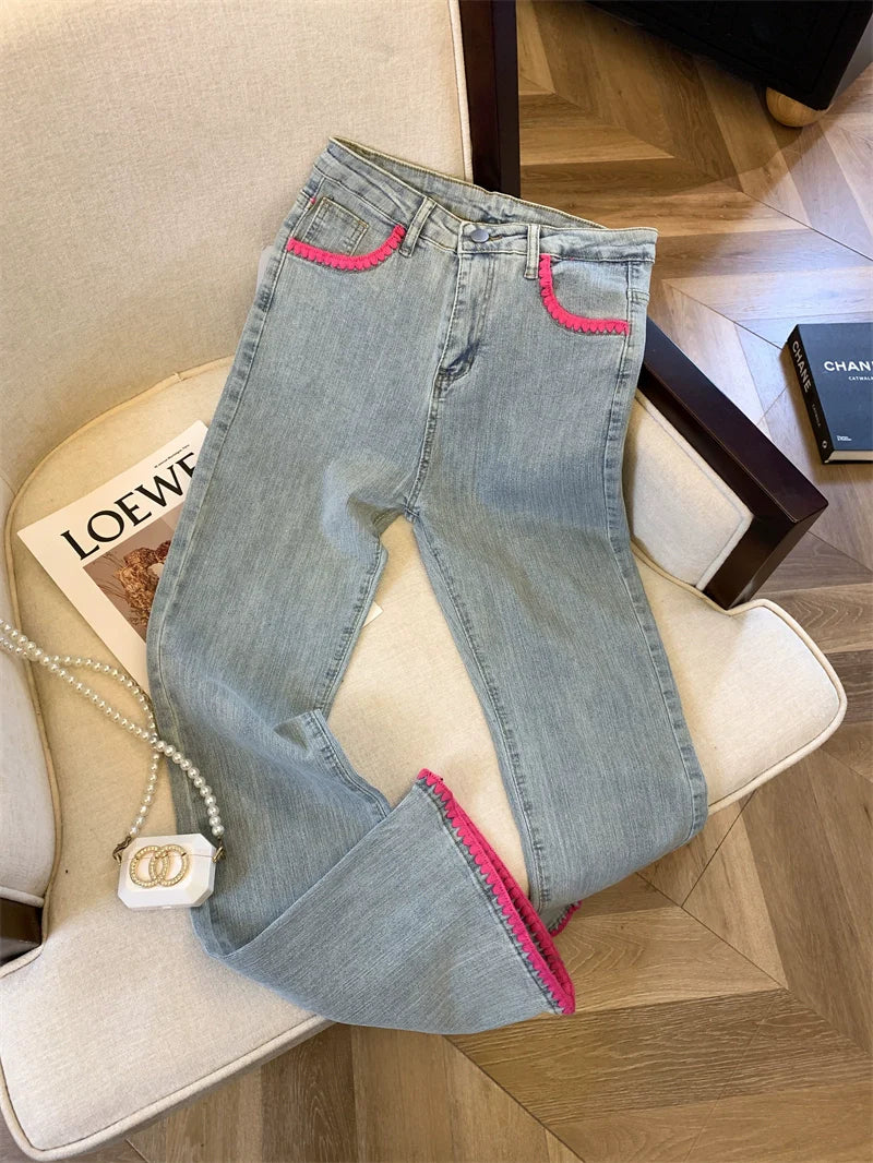 【Bottoms】配色デニムパンツ W11039