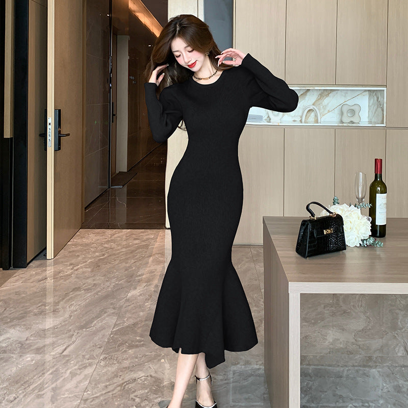 【Dress】きれいめ無地フィッシュテールワンピース Z-6239