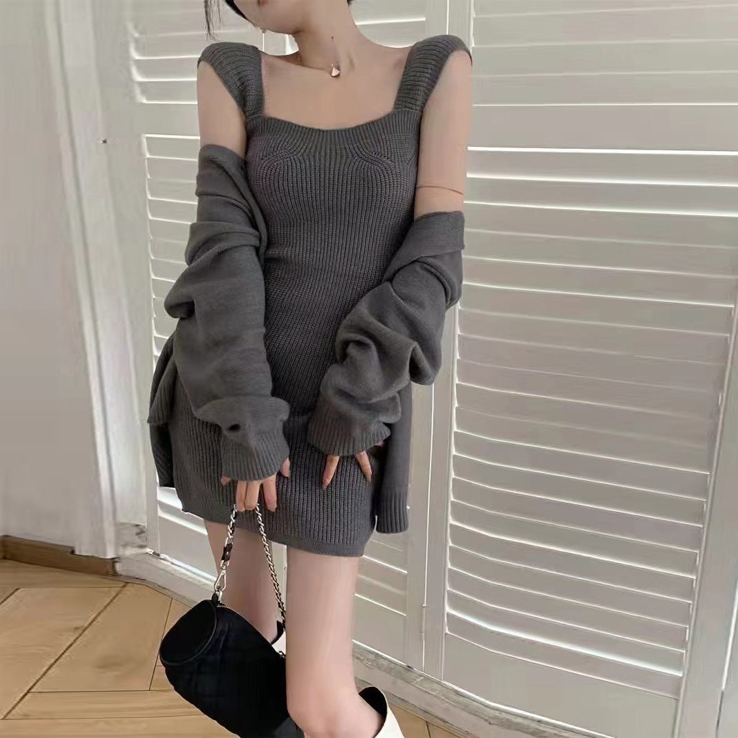 【Set】新作アイテム~ニット2点セット カーディガン+ワンピース W7781