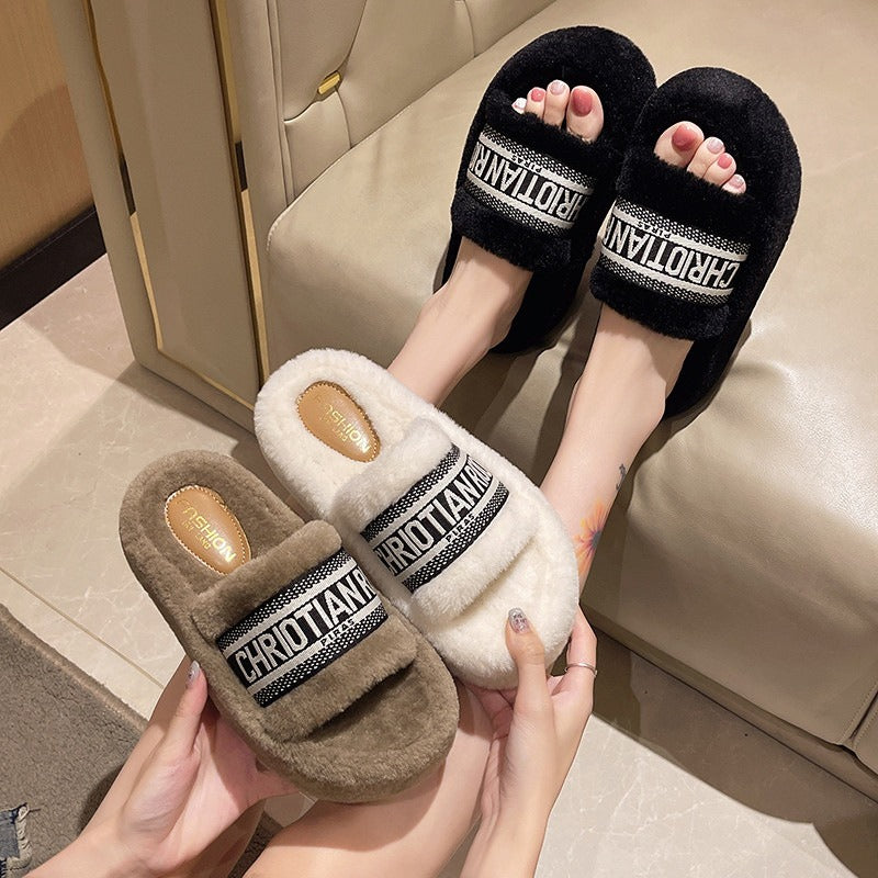 【Shoes】5㎝厚底ファースリッパ W13372