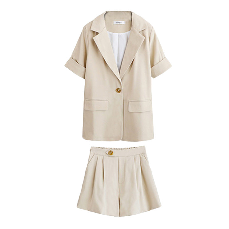 【Set】オフィス通勤スーツセット ジャケット + ショートパンツ W11304