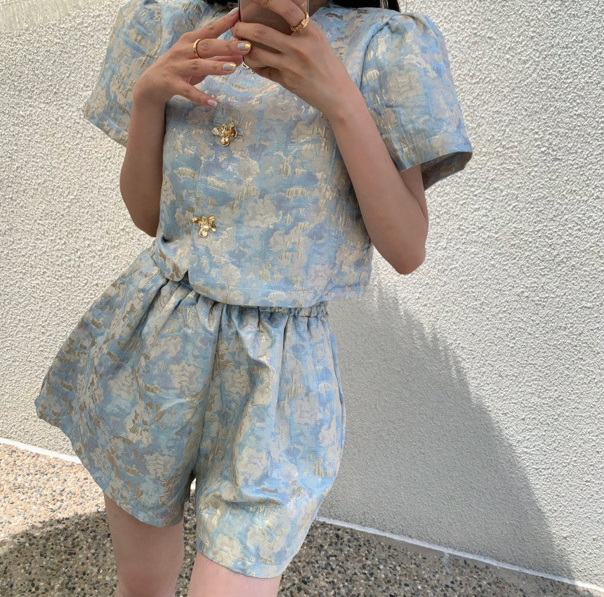 【Set】プリント2点セット トップス + パンツ W13093