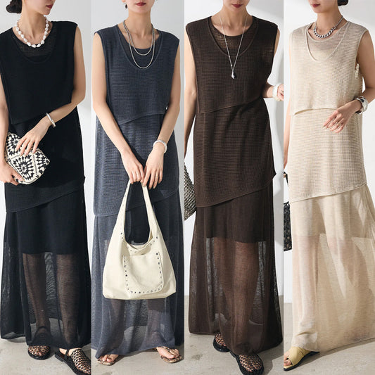 【Set】不規則レイヤード2点セットT01696