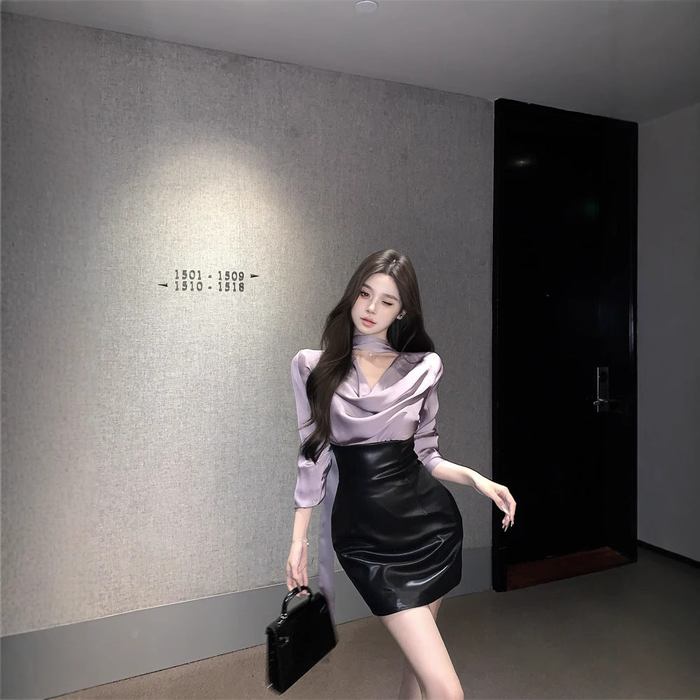 【Dress】フェイクレイヤードワンピース Z8153