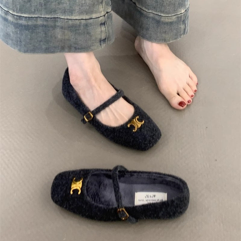 【Shoes】裏ボア秋冬フラットシューズ Z8128