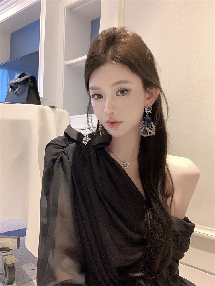 【Set】リボン付きトップス+ミニスカートセット T01383