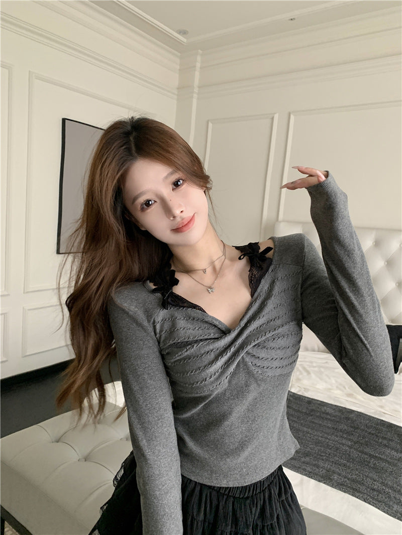 【Tops】フェイクレイヤード可愛いTシャツ Z8066