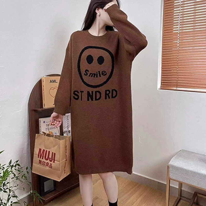 【Dress】新入荷~ニコちゃニットワンピース W9756