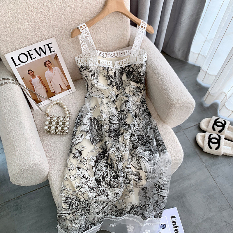 【Dress】超人気商品~レディースプリントAラインキャミソールワンピース W-6503