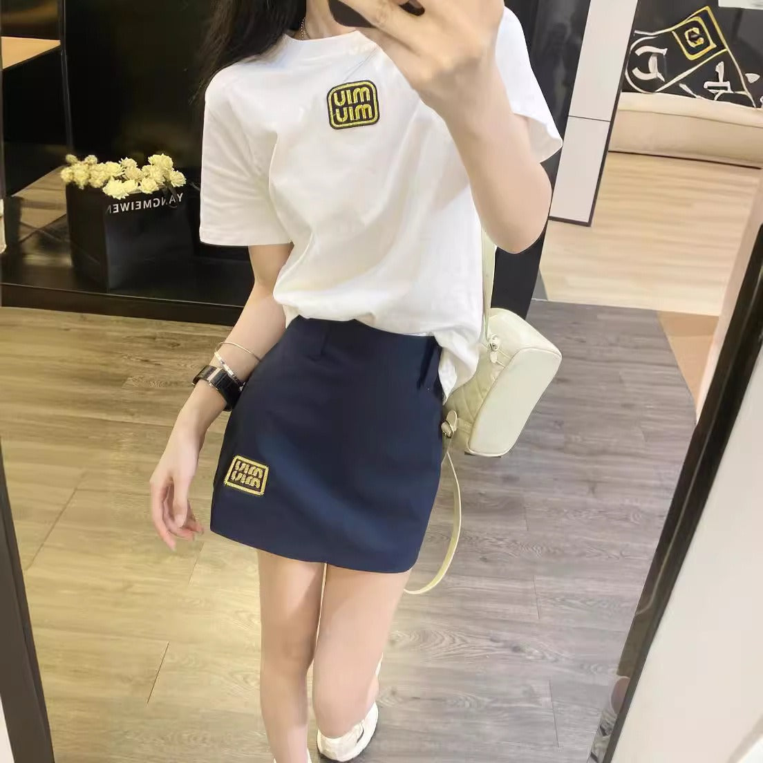 【Set】2点セット Tシャツ + スカート W12255