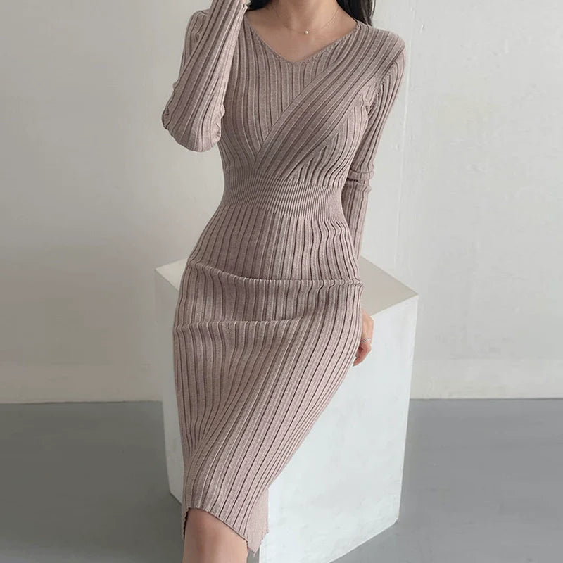 【Dress】シンプルニットワンピース W9684