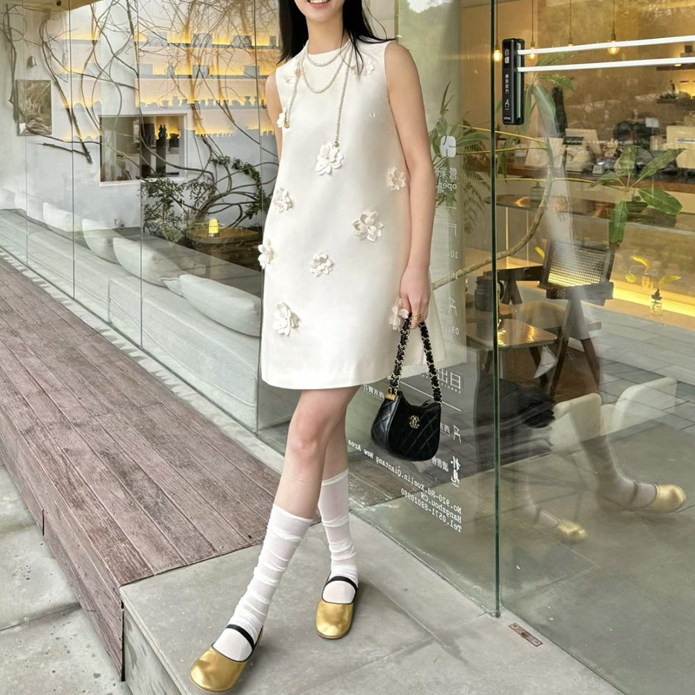 【Dress】ノースリーブフラワーワンピース W11854