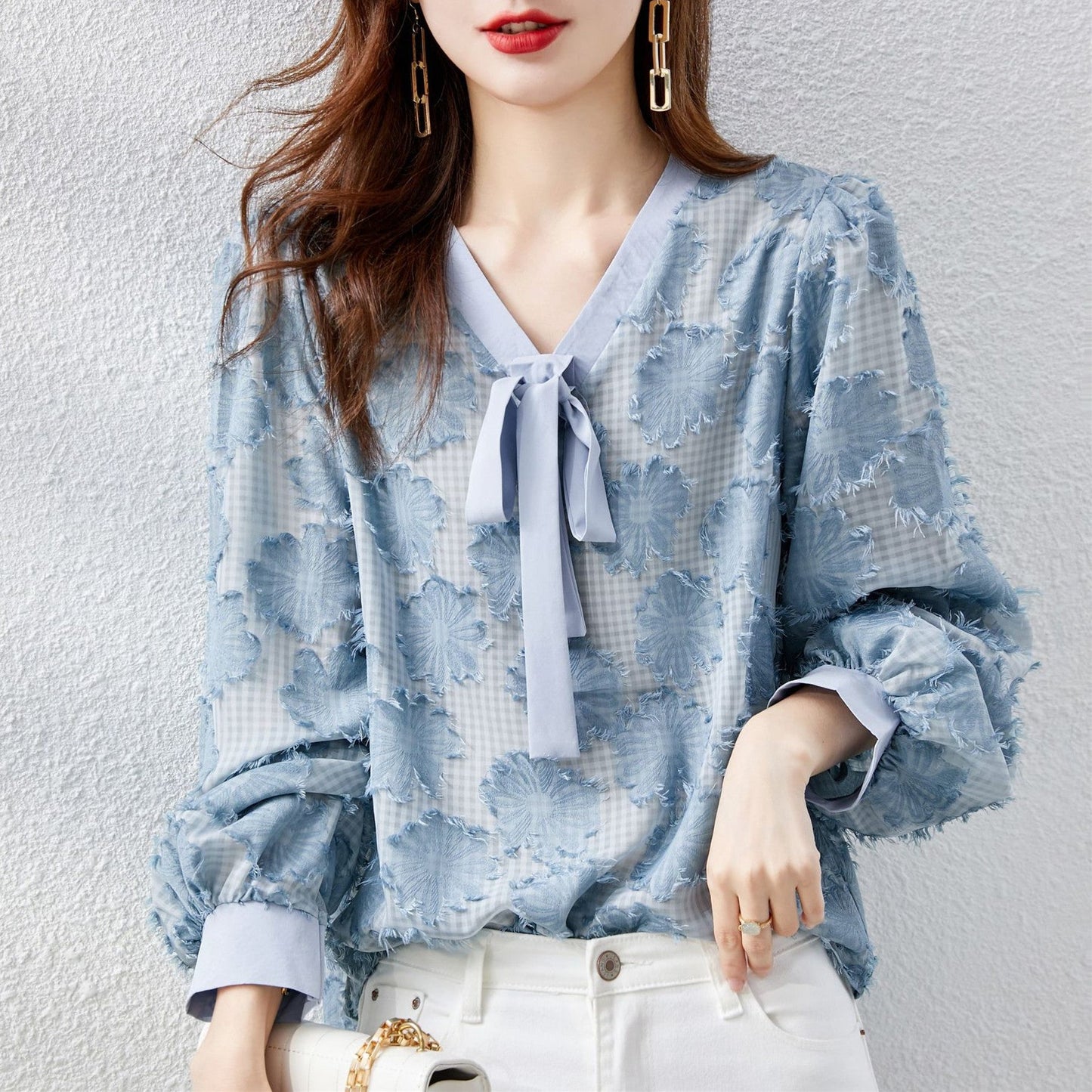 【Tops】フラワーブラウス W11357