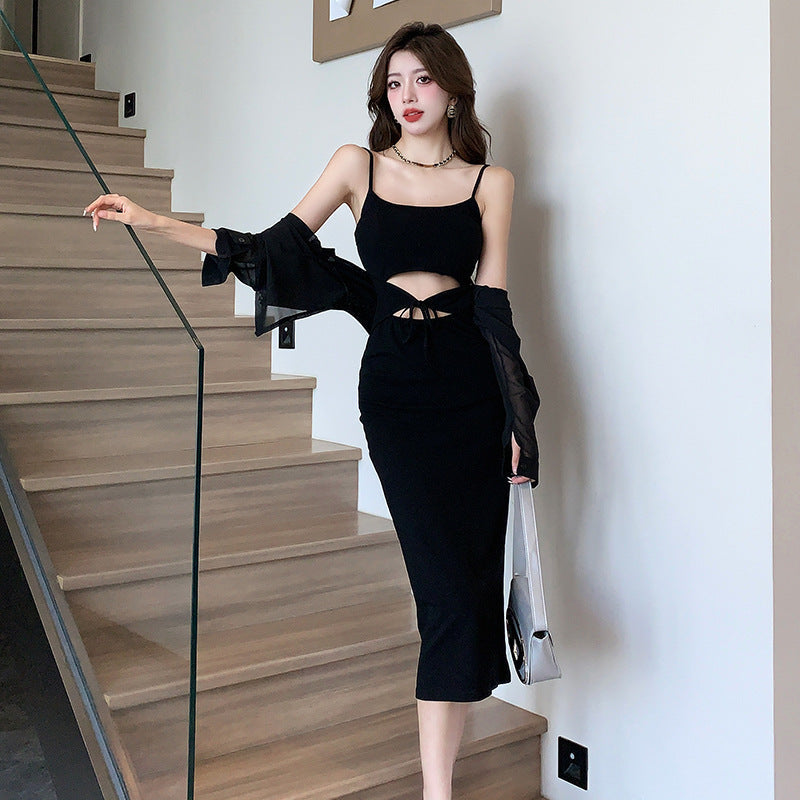 【Set】新作アイテム~フェミニン2点セット 薄手シャツ + キャミワンピ Z-5767