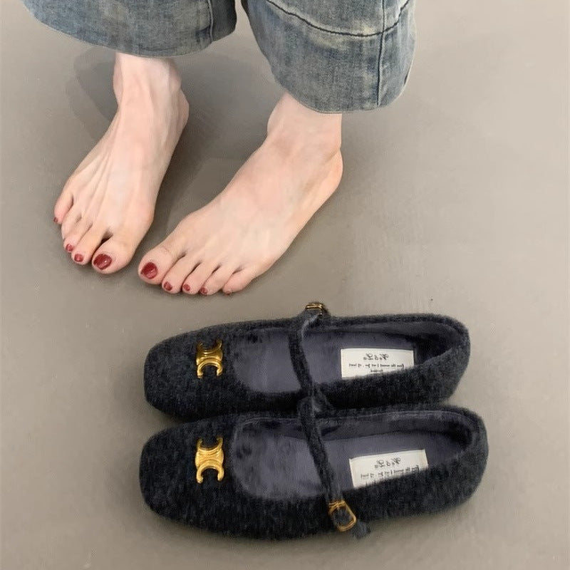 【Shoes】裏ボア秋冬フラットシューズ Z8128