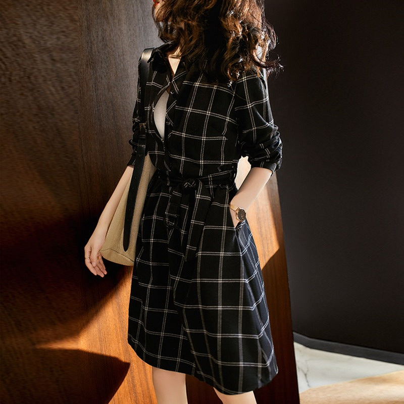 【Dress】チェック柄シャツワンピース W8626