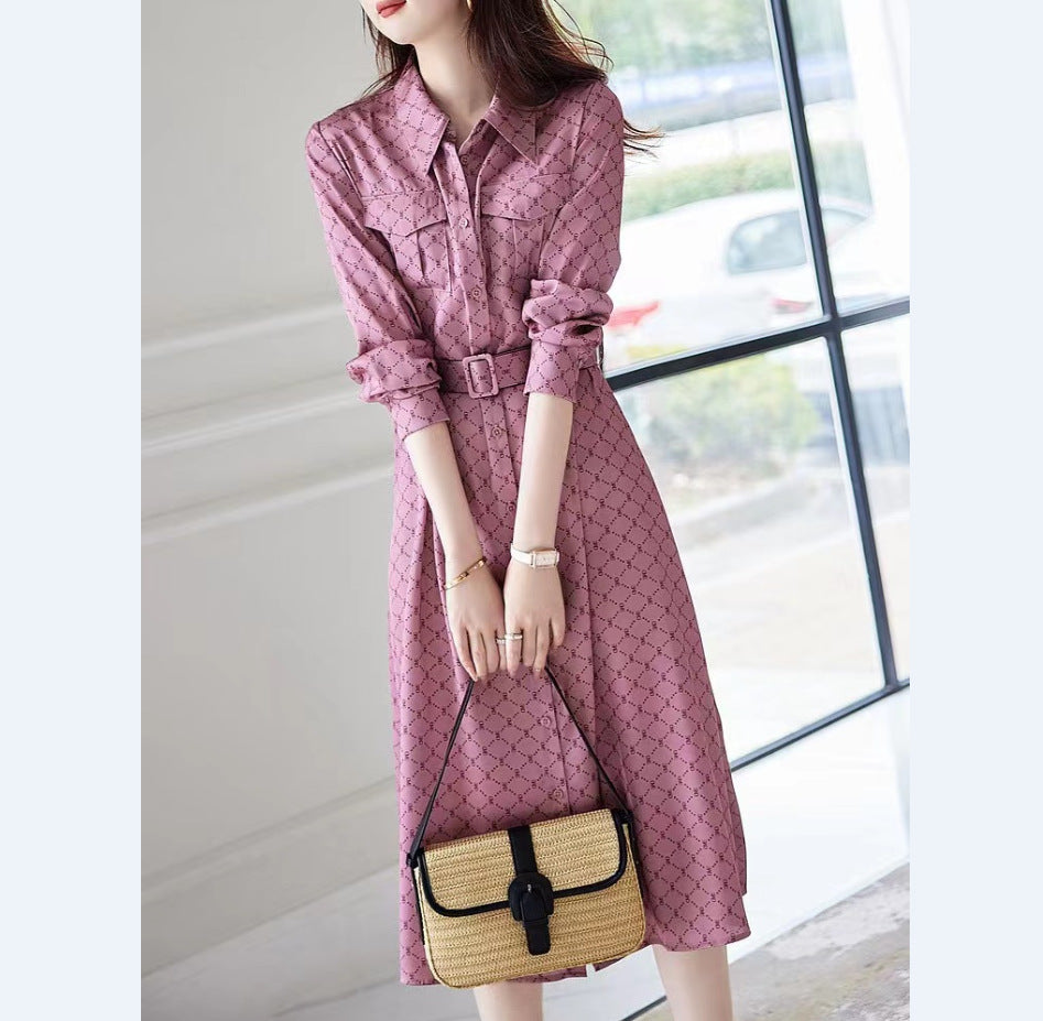 【Dress】プリントシャツワンピース W9320