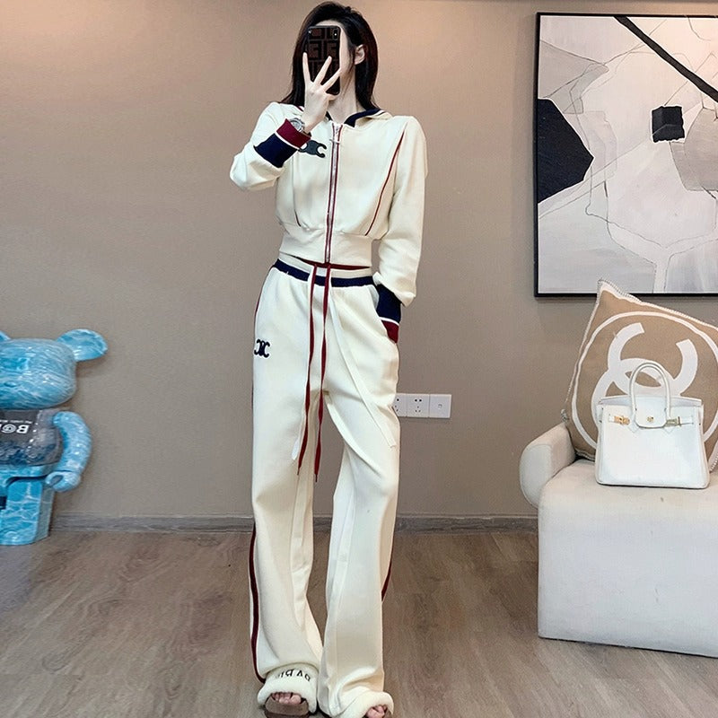 【Set】ロゴ付き2点セット パーカー+ スウエットパンツ Z-6413