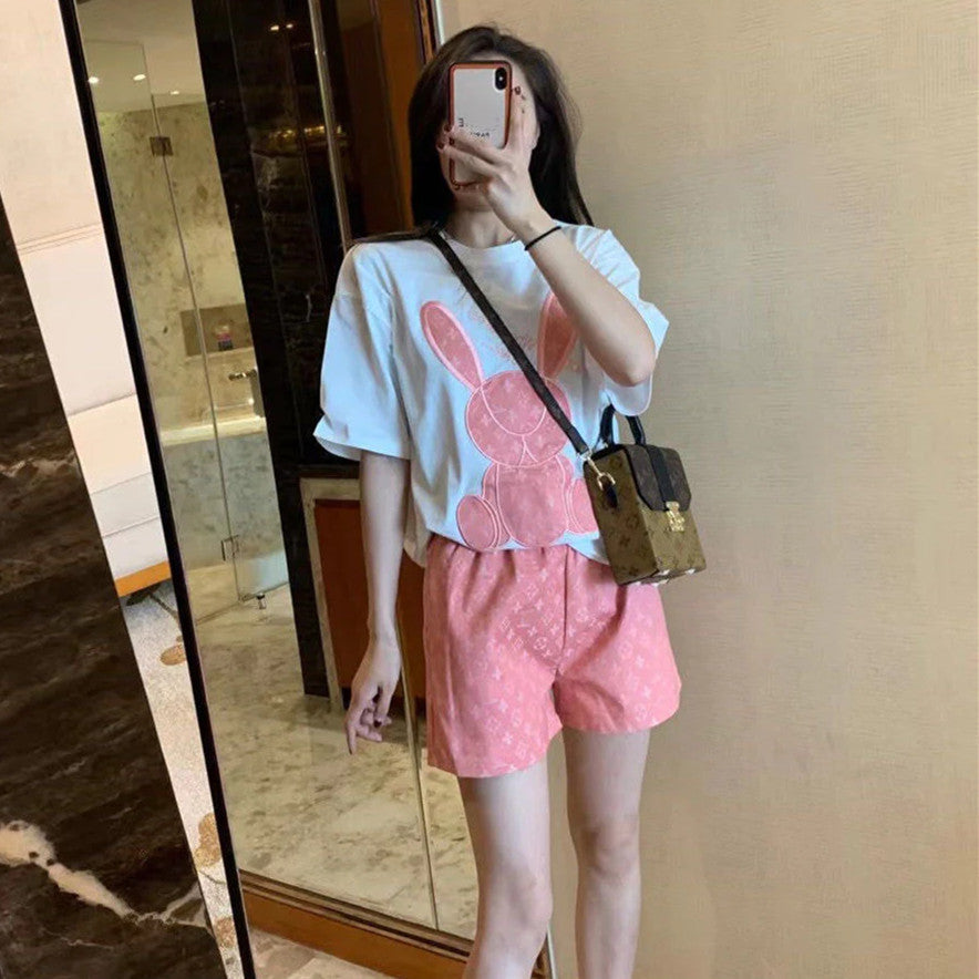 【Set】プリント2点セット Tシャツ+ パンツ   W10889