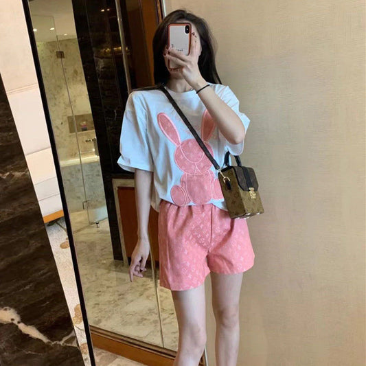 【Set】プリント2点セット Tシャツ+ パンツ   W10889