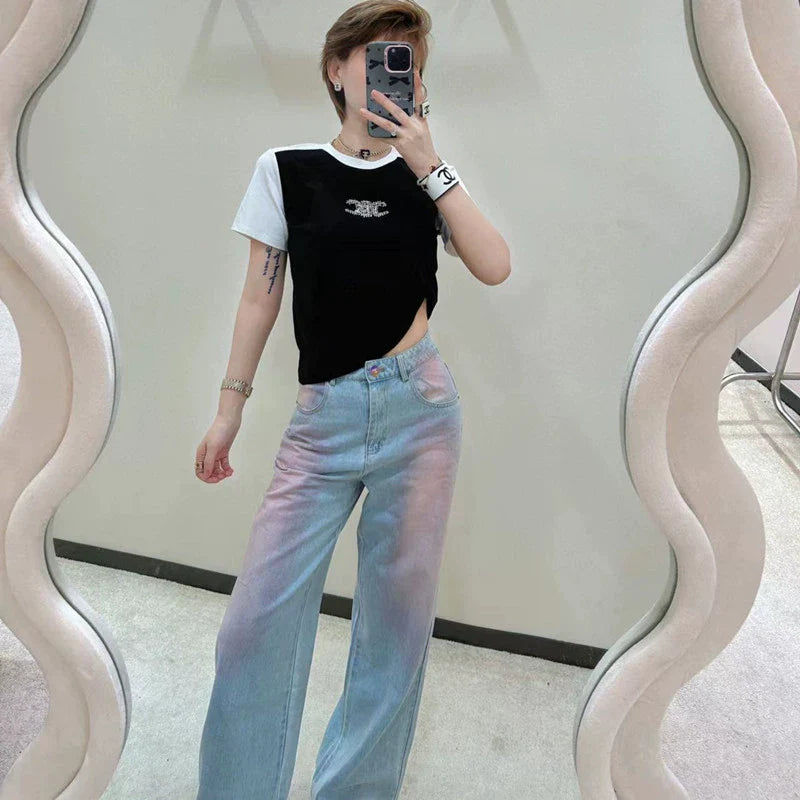 【Tops】配色Tシャツ W11158