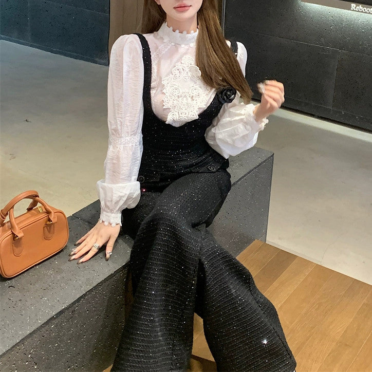 【Set】2点セット ブラウス + サロペット W11310