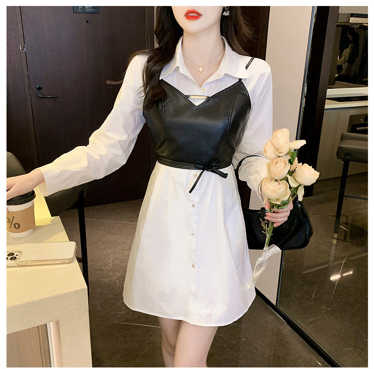 【Set】2点セット キャミソール+シャツワンピース W8087