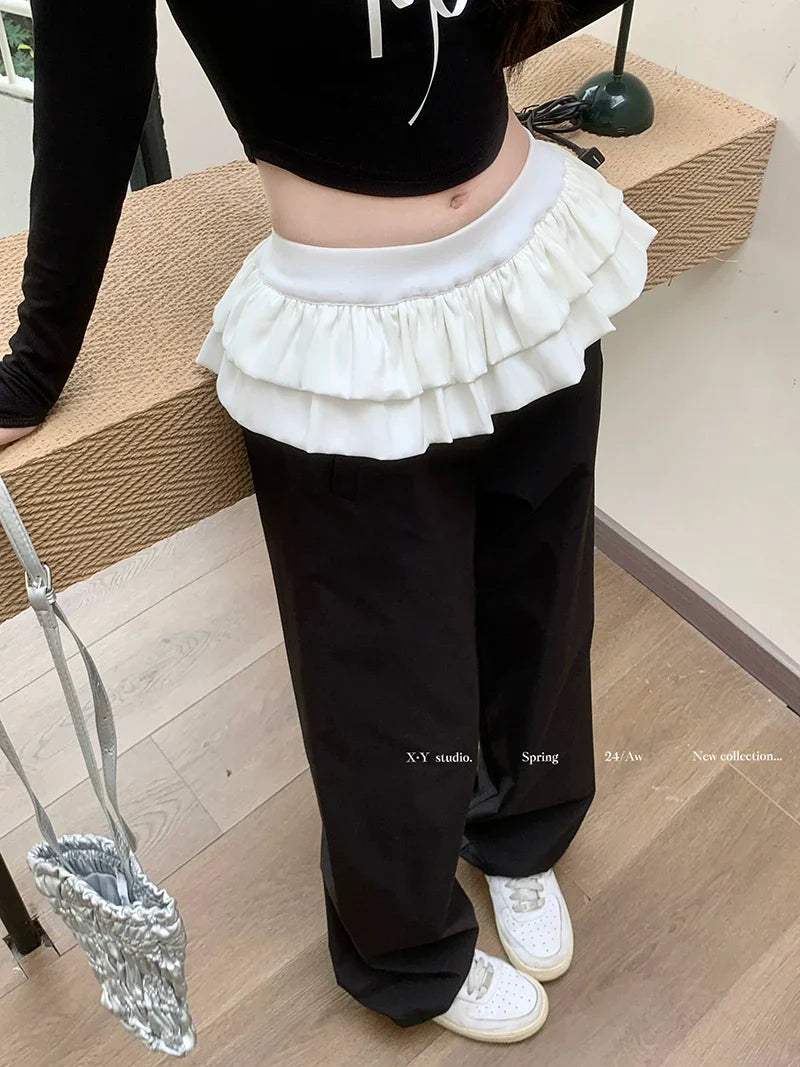 【Bottoms】新入荷~切り替えデザインワイドパンツ W10943