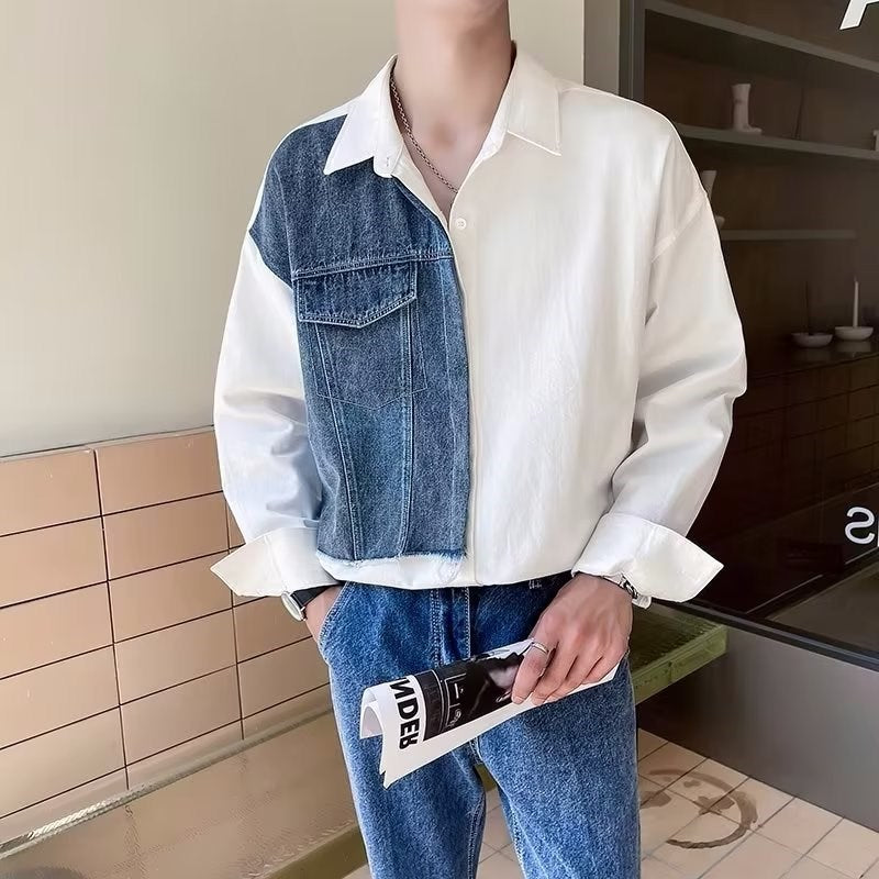【Mens】切替デザイン長袖シャツ Z7256