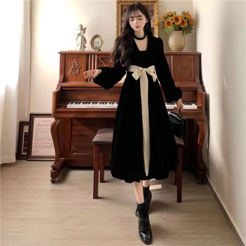 【Dress】着痩せベルベットワンピース Z8025