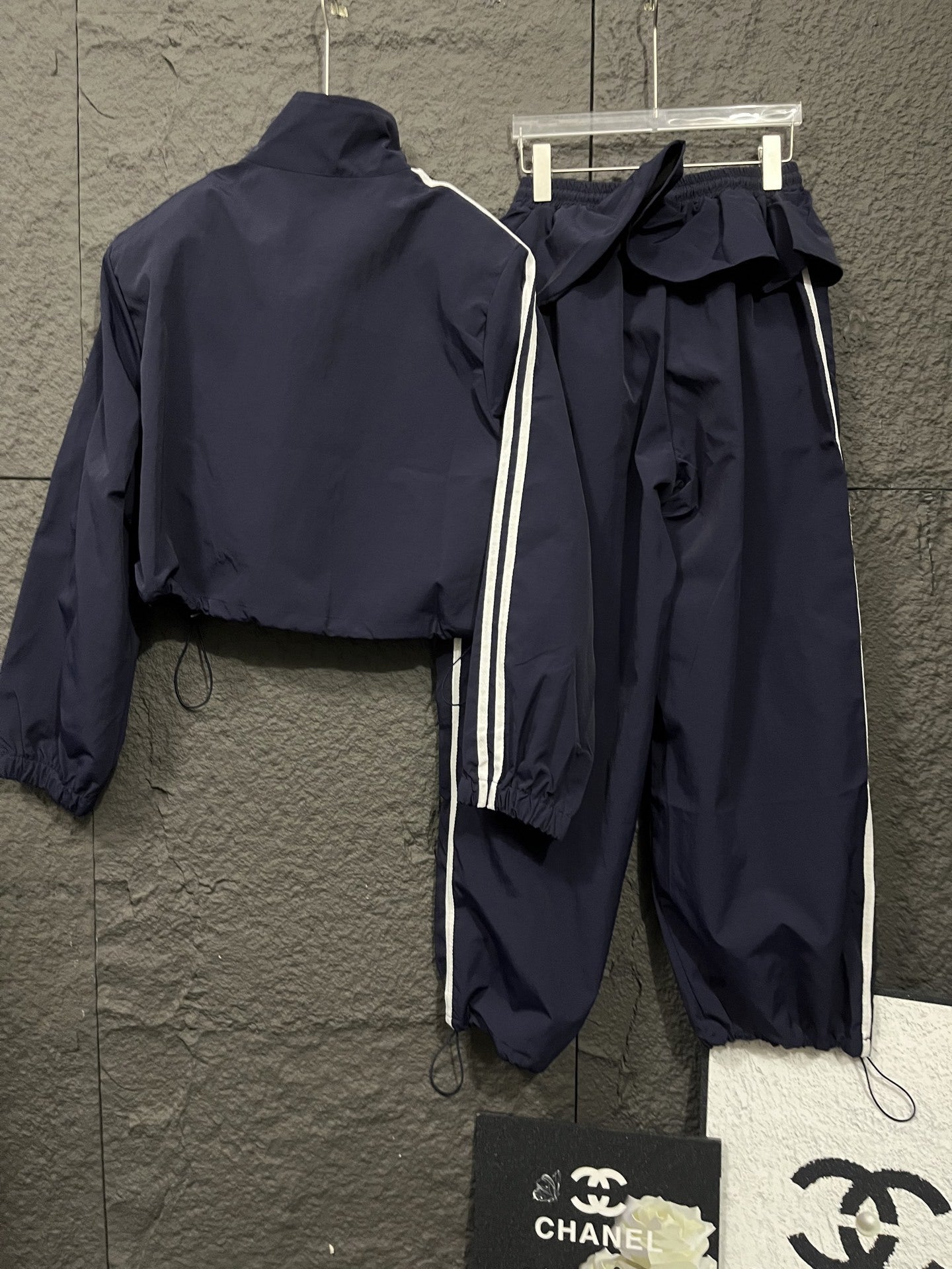 【Set】スタンドカラージャケット➕フリルウエストゴムパンツスーツ T01495