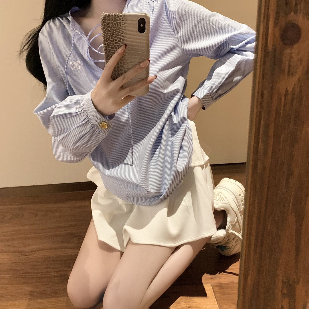 【Tops】2色展開シャツ W12488