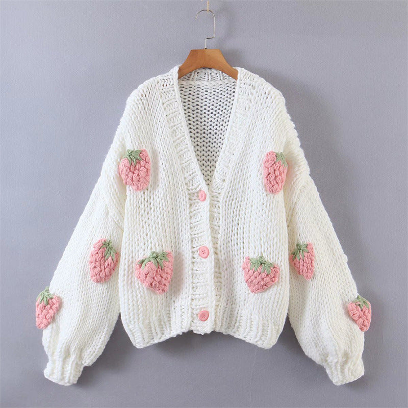 【Outer】立体イチゴ🍓カーディガン W13762