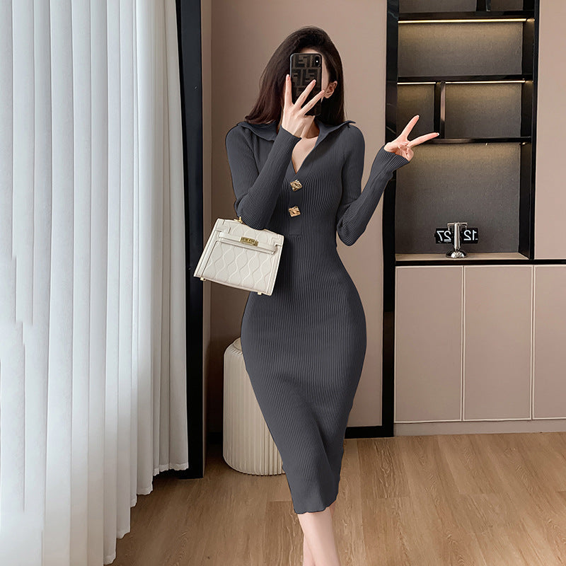 【Dress】POLOネックワンピース W10177
