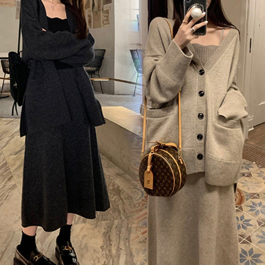 【Set】カーデ+スカート セットアップ Z7944