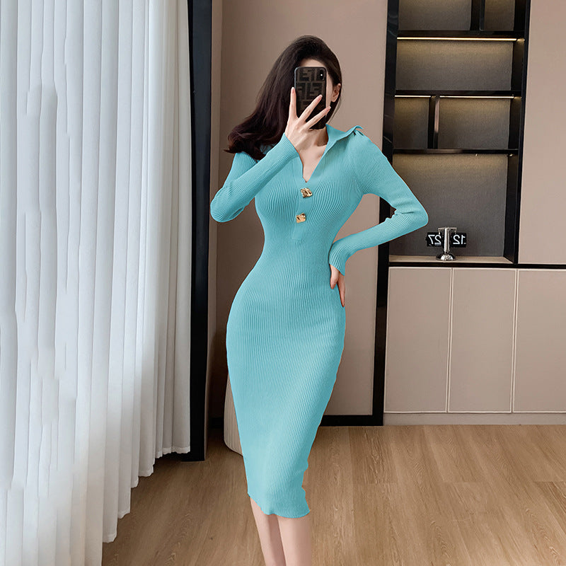 【Dress】POLOネックワンピース W10177