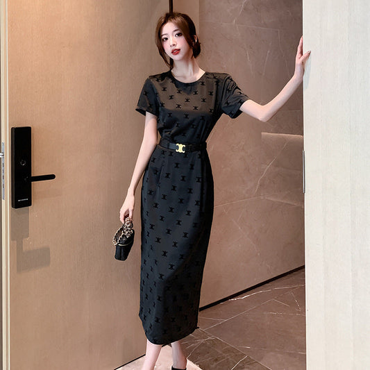 【Set】Tシャツ+スカート2点セットベルト付き W10960