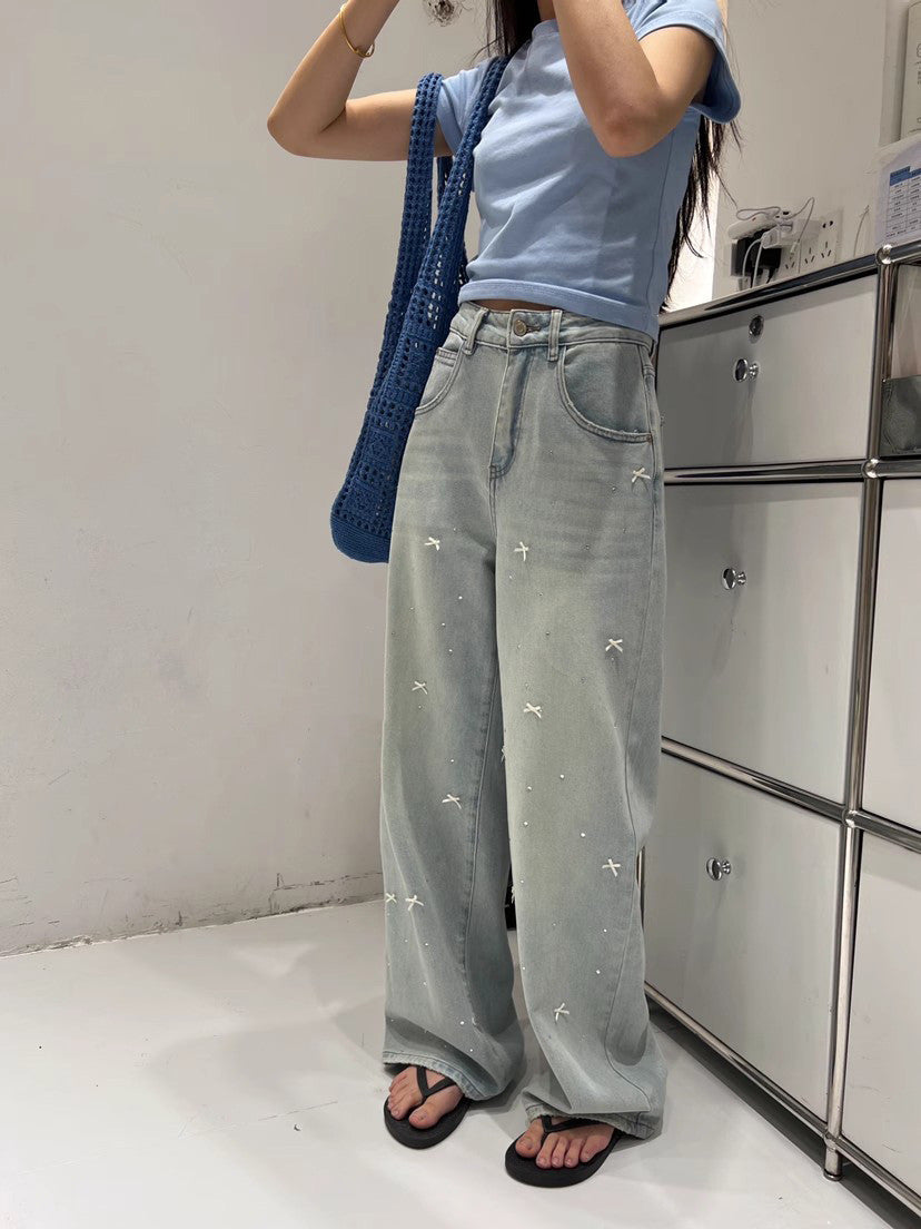 【Bottoms】リボンデニムパンツ W12569