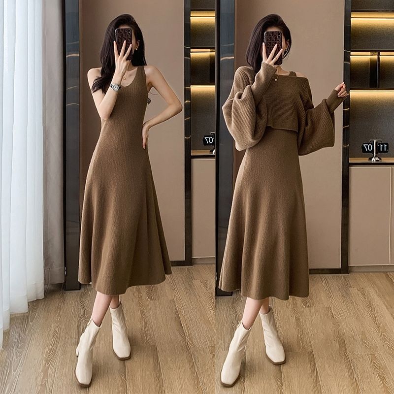 【Set】新入荷~ニット2点セット セーター + ノースリーブワンピ Z-6300