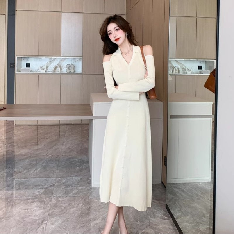 【Dress】肩見せニットワンピース Z8367