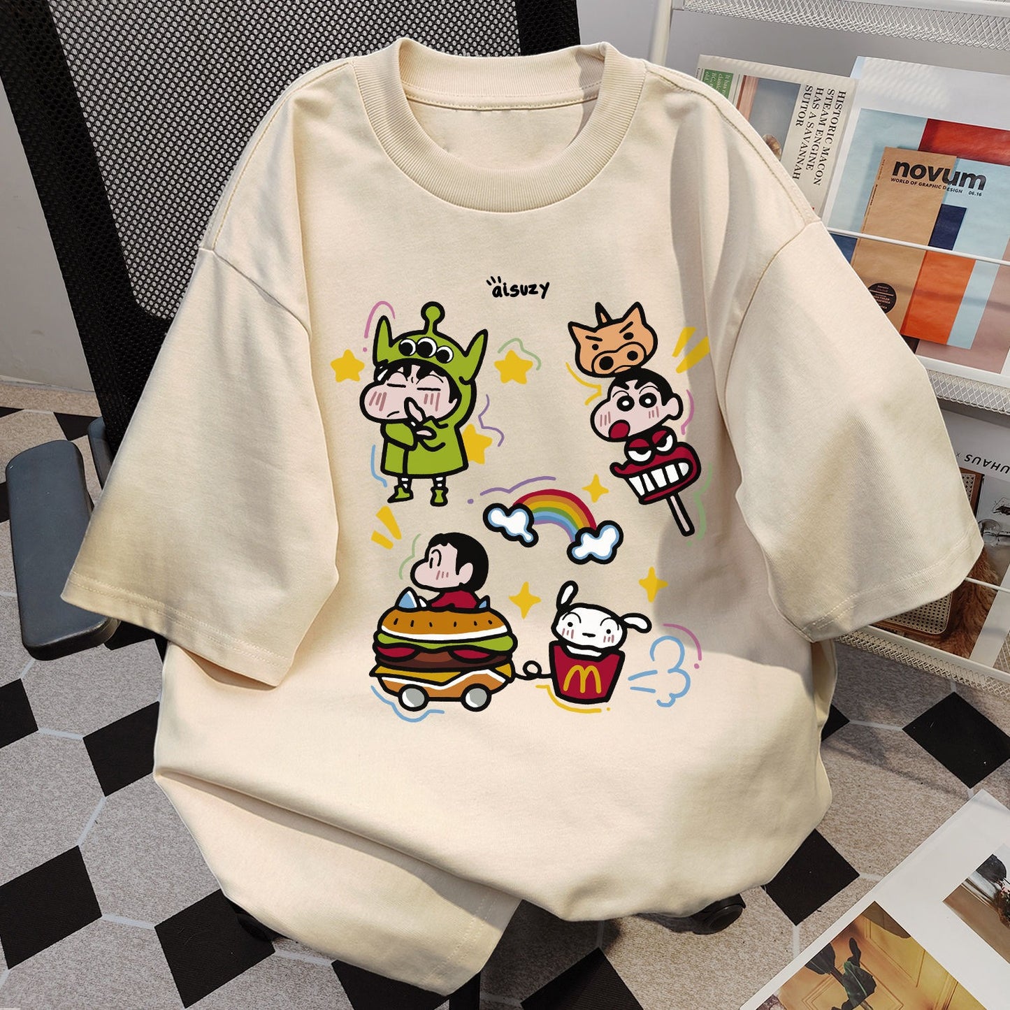 【Tops】4色選択可キャラクターTシャツ W12415